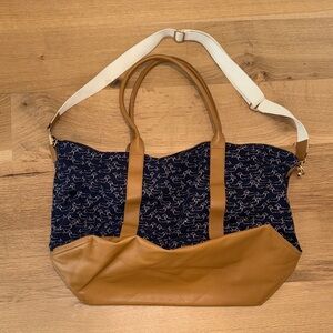 A new day Stylish Tan Navy dachshund scout style dog large Weekender Bag